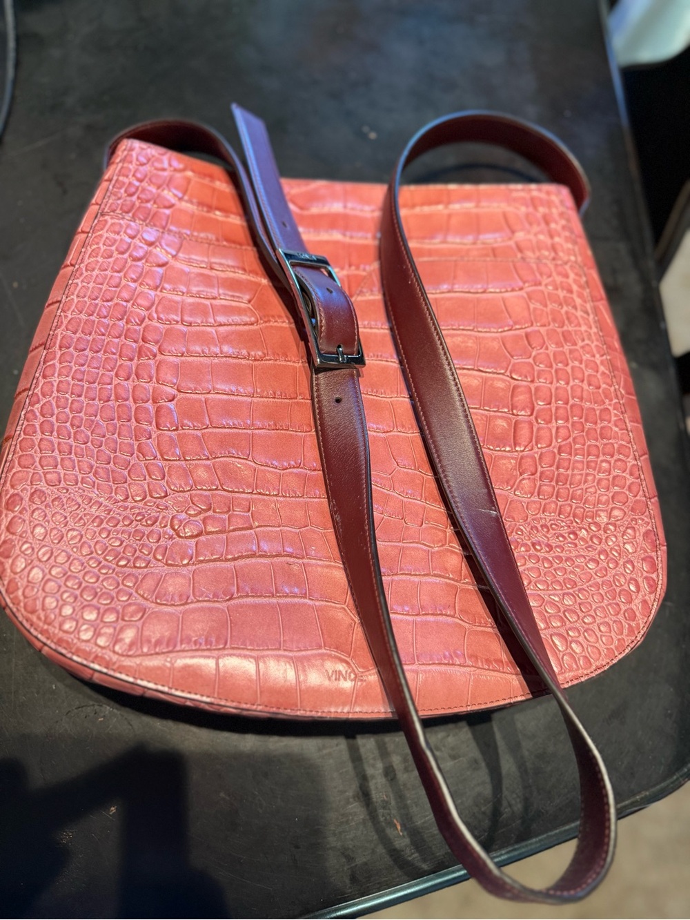 Vince crocodile messenger bag - Coral